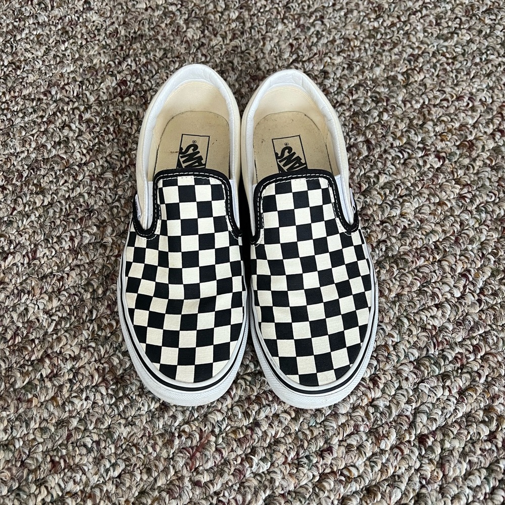 Vans Black and White Checkered Slip-On Sneakers